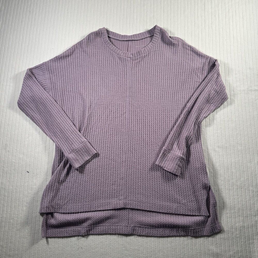 American Eagle Women S Purple Waffle Knit Over Sized Long Sleeve Thermal Tunic